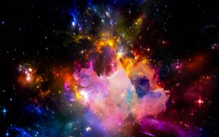 Картинка art, galaxy, абстрактные, галактика, арт, космос, цветные, звезды, туманность
