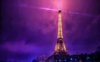 Картинка eifel tower, paris hd, фиолетовые, классные, свет, париж, башня