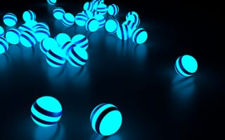 Картинка luminescent, черные, свет, отражение, бирюзовые, сферы