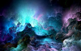 Картинка абстрактные, синие, небо, цветные, облака, нереально