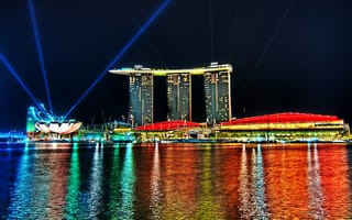 Обои сингапур, ночь, огни
