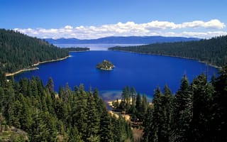 Обои озеро тахо, природа, пейзаж, озеро, лес, остров, калифорния