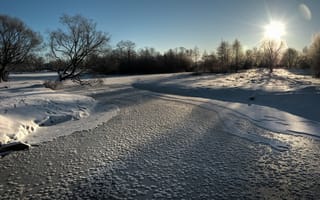 Картинка снег, пейзаж, зима, небо