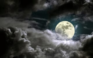 Картинка full moon, облачно ночь, cloudy night, полная луна, небо, sky, moonlight