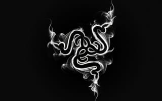 Картинка hi-tech, black, дым, razer, минимализм, логотип, smoke