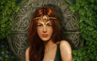 Картинка принцесса, circle, girl, кельтика, celtic princess, девушка, flowers