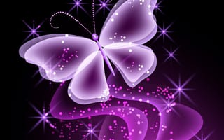 Картинка бабочка, glow, sparkle, abstract, неоновая, butterfly, neon, purple