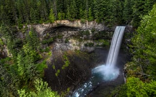 Картинка canada, лес, brandywine falls, водопад, деревья, скала, канада