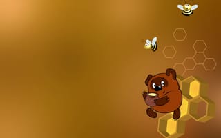 Картинка винни-пух, соты, мёд, пчелы