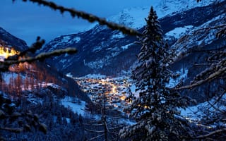 Картинка панорама, вид, alpen, горы, switzerland, город, альпы, швейцария