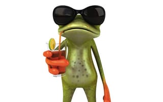 Картинка free frog 3d, очки, лягушка, сок , графика, коктель