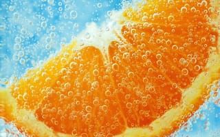 Картинка долька, еда, фрукты, апельсин, пузырьки