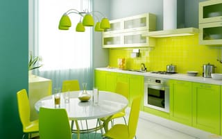 Картинка Yelow, Blue, Laym, Kitchen, Green, Style