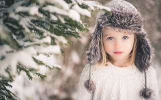Обои зима, шапка, девочка