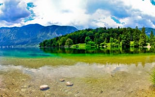 Картинка река, лето, словения, природа, горы