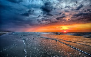 Обои nature, ocean, sea, sky, sun, beautiful, sunrise, landscape, sand, sunset, scenery, beach