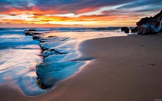 Картинка берег, песок, море, закат