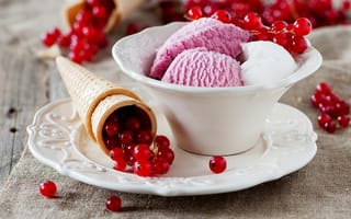Картинка десерт, сладость, еда, мороженое, красной смородины