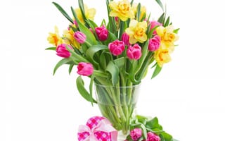 Картинка тюльпаны, весна, нарциссы, подарок