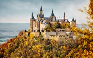 Картинка осень, деревья, германия, замок, лес