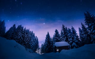 Картинка зима, ночь, пейзаж