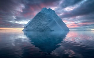 Картинка закат, лёд, айсберг