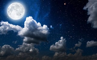 Картинка облака, луна