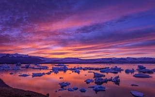Картинка лед, исландия, зарево, море