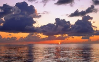 Картинка закат, облака, море