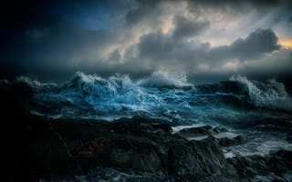 Картинка природа, брызги, море, волна, шторм, волны