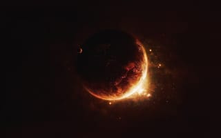 Картинка космос, планета в огне