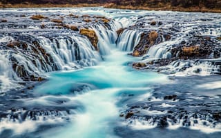 Картинка bruarfoss, waterfall, water, stream, blue, iceland, river
