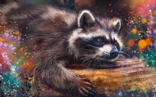 Картинка animal, raccoon, drawing
