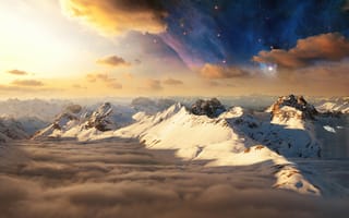 Картинка swiss alps, alps, surreal, scenic, switzerland, mountains, clouds