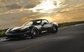Картинка 360 Forged, авто, Corvette, машины, закат, автомобили