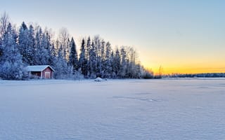 Картинка домик, зима, лес