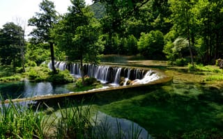 Картинка пруд, красиво, природа, отдых, водопад, Босния и Герцеговина, деревья, каскад, парк