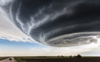 Картинка природа, облака, буря, красиво, циклон, дорога