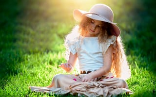 Картинка The beauty, child photography, шляпка, девочка, солнце