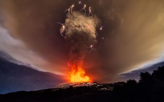 Картинка гора, Италия, извержение, Сицилия, вулкан Этна