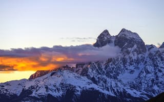 Картинка горный пик, небо, гора Ушба, Кавказ, облака