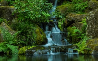 Картинка Японский сад, водопад, штат Орегон, Портленд, Парк Вашингтон