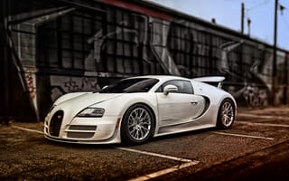 Картинка Bugatti, креатив, граффити, стена, суперкар