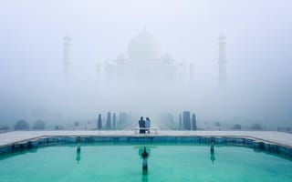 Обои Тадж-Махал, город, позитив, пара, туман, Индия