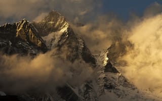 Картинка горы, небо, освещение, вершины, Гималаи, by Михаил Глаголев, Лхоцзее, облака