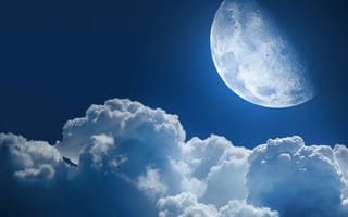 Картинка Луна, красиво, темный фон, облака