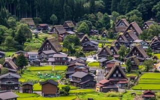 Картинка Япония, Деревня, Дома, Город, Shirakawa village Gifu