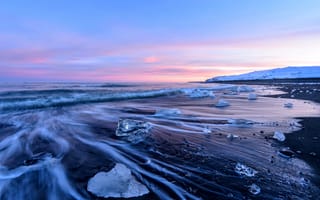 Картинка исландия, закат, бриллиантовый пляж, океан, Сергей Кичук