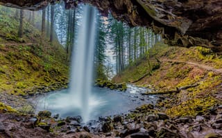 Картинка Columbia, природа, скалы, водопад, лес, Oregon, деревья, River Gorge, пейзаж