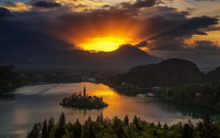 Картинка Словения, горы, озеро, красиво, остров